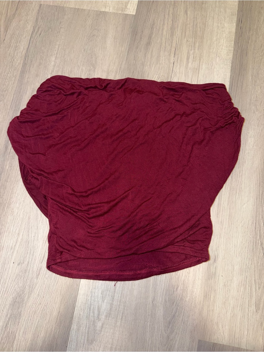 Windsor Burgundy Off-Shoulder Ruched Top - Picture 2 of 3
